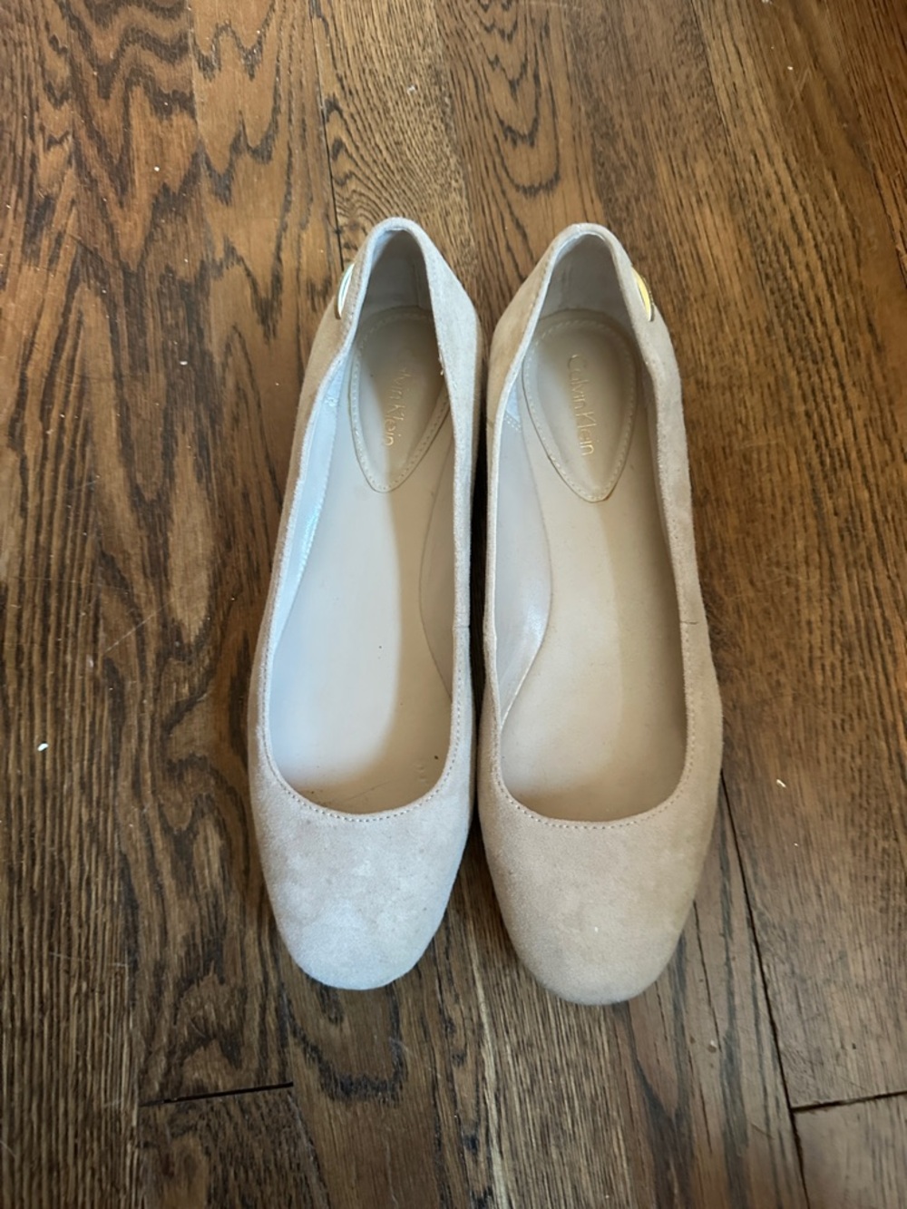 Calvin Klein Beige Suede Ballet Flats